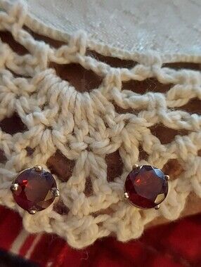 14K Red Garnet Studs